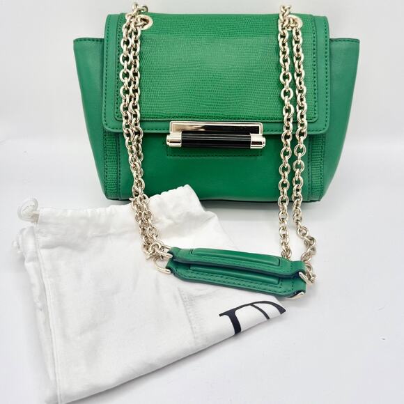 Diane von Fürstenberg DVF 440 Mini Shoulder Bag Emerald Green Leather Chain - Picture 2 of 16
